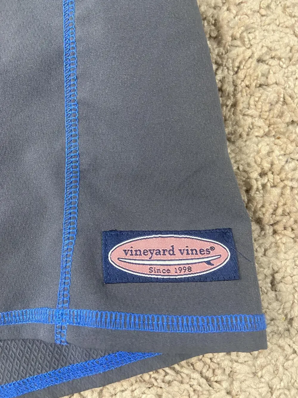 Vineyard Vines Shorts Mens 40 Gray Blue Board Shorts Swim Trunks Polyester Beach